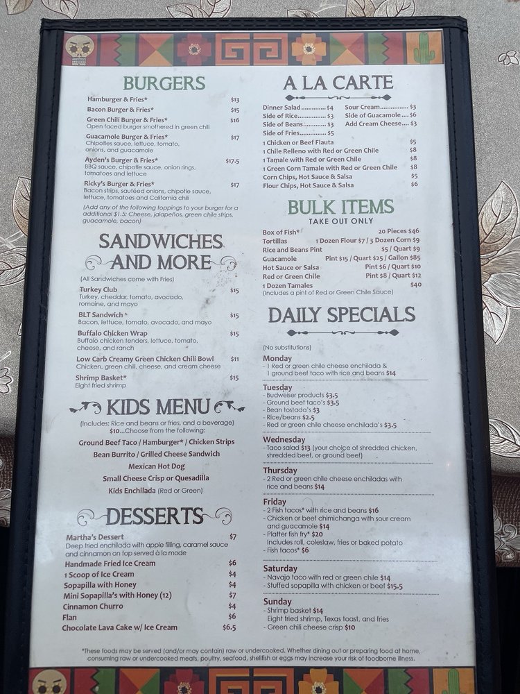 Menu - Burgers, Sandwiches, Daily Specials, Desserts